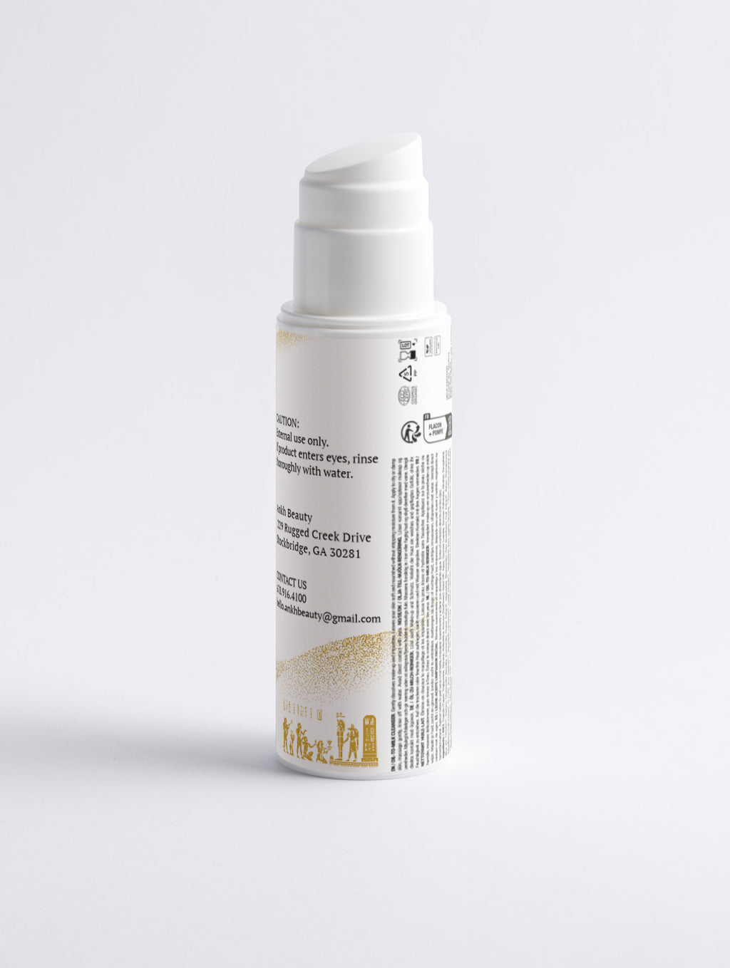 Ankh Beauty Sensitive Skin Oil-To-Milk Cleanser, pump bottle, back label