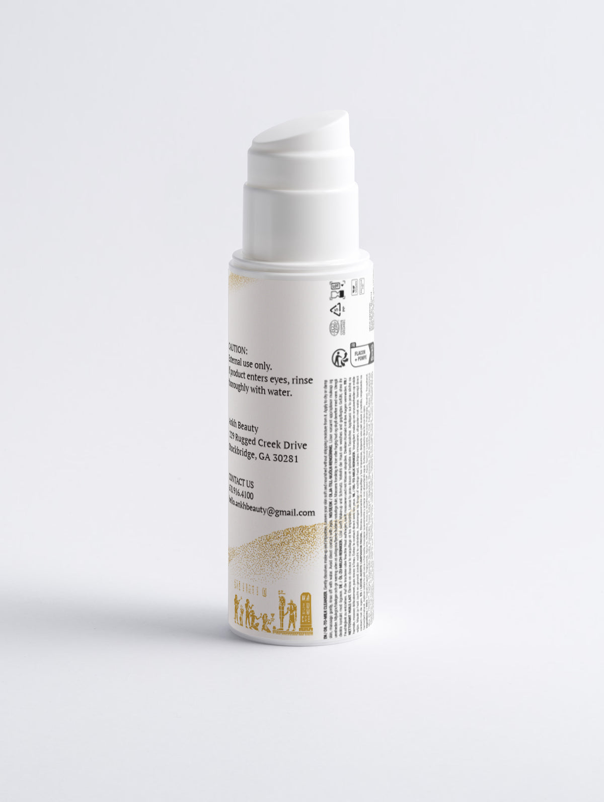 Ankh Beauty Sensitive Skin Oil-To-Milk Cleanser, pump bottle, back label
