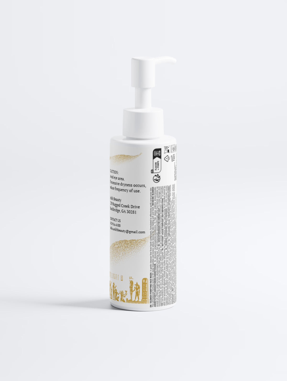 Ankh Beauty Blemish Purifying Face Wash, pump bottle, back label