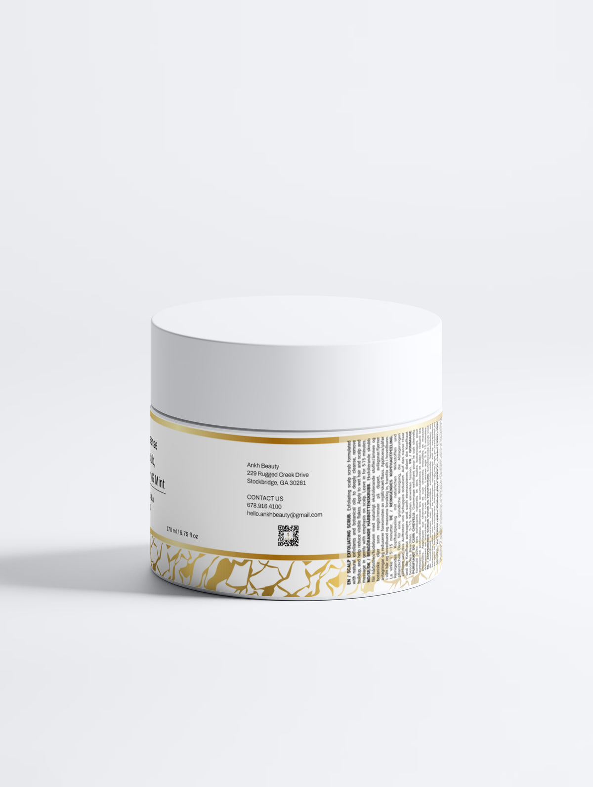 Ankh Beauty Deep Cleanse Scalp Scrub, Rosemary & Mint, jar, back label