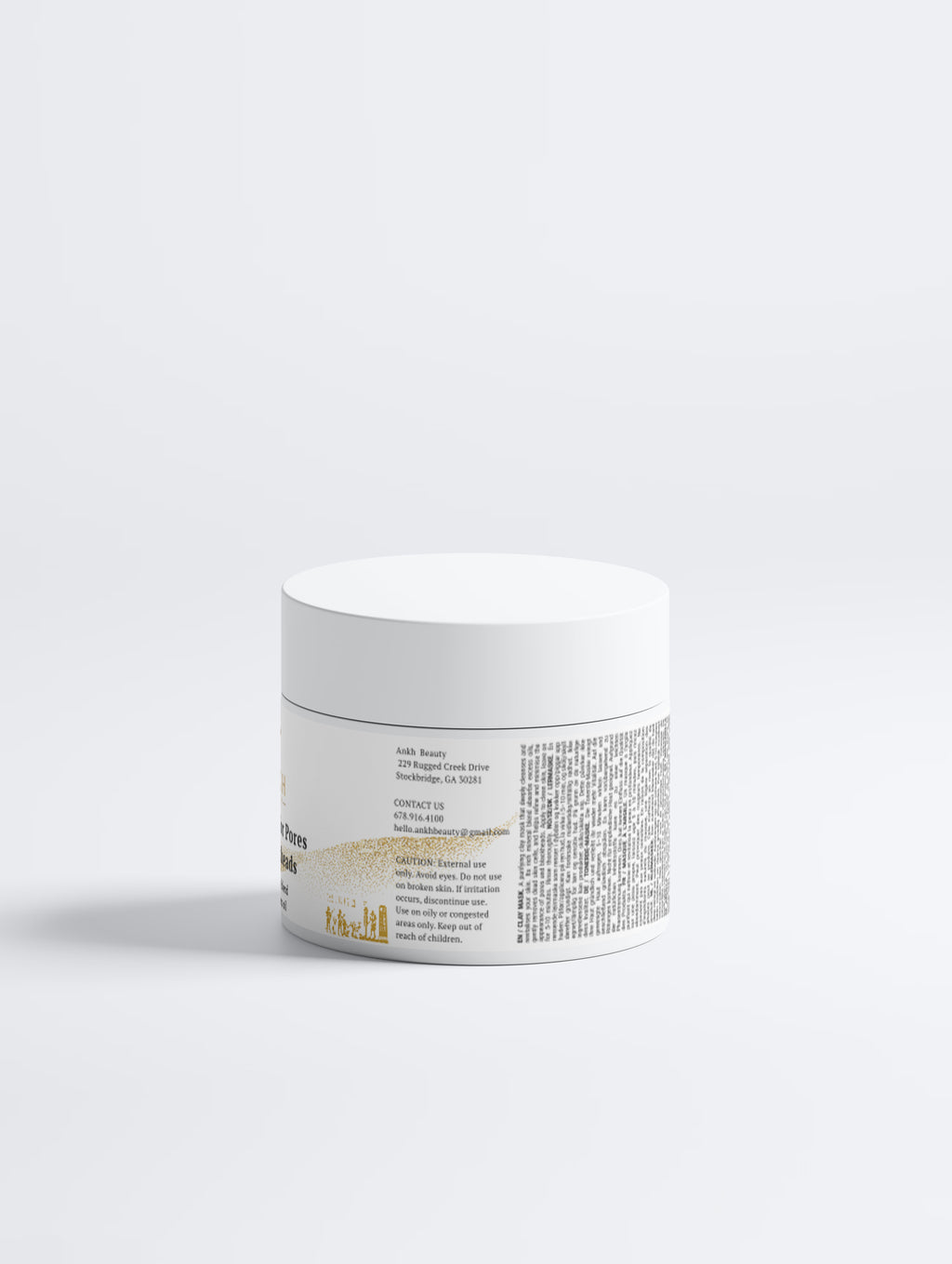 Ankh Beauty Clay Mask for Pores and Blackheads, jar, back label
