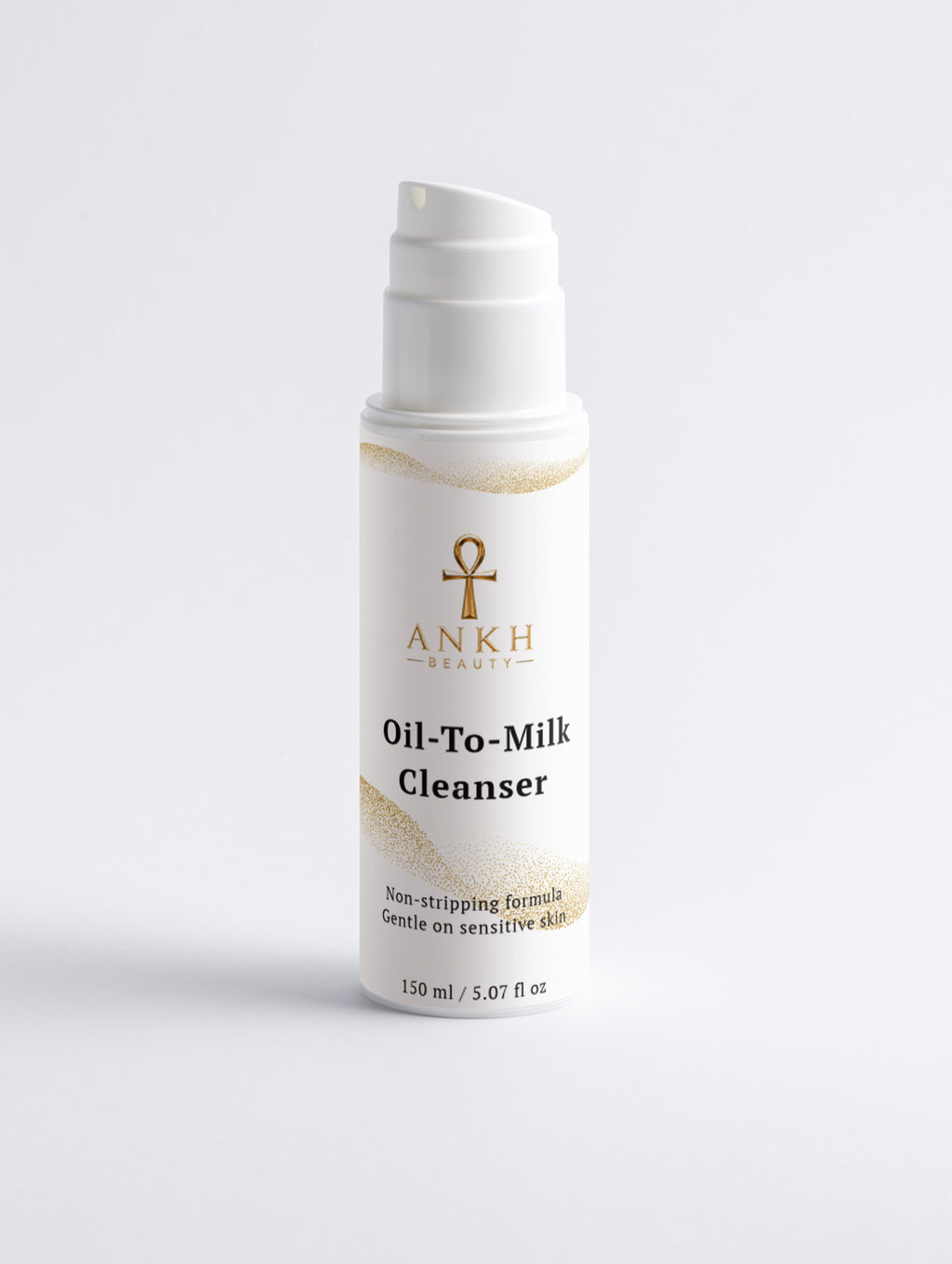 Ankh Beauty Sensitive Skin Oil-To-Milk Cleanser, pump bottle, front label