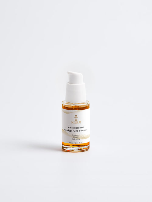 Ankh Beauty Antioxidant Ginkgo Gel Booster, pump bottle, front label