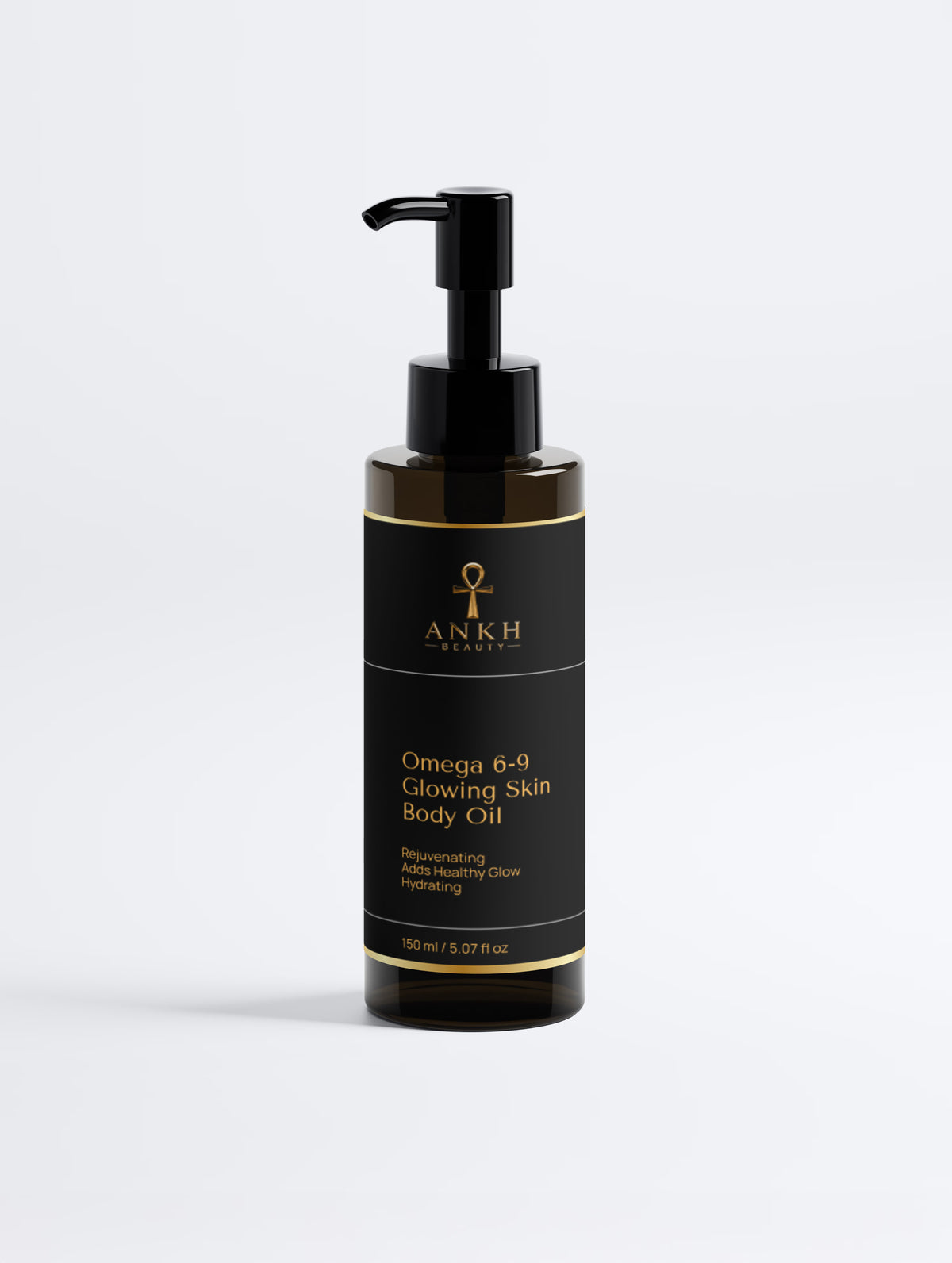 Ankh Beauty Omega 6-9 Glowing Skin Body Oil, pump bottle, front label