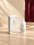 Moisturising Day Cream, original Ankh Beauty packaging on warm ivory stone