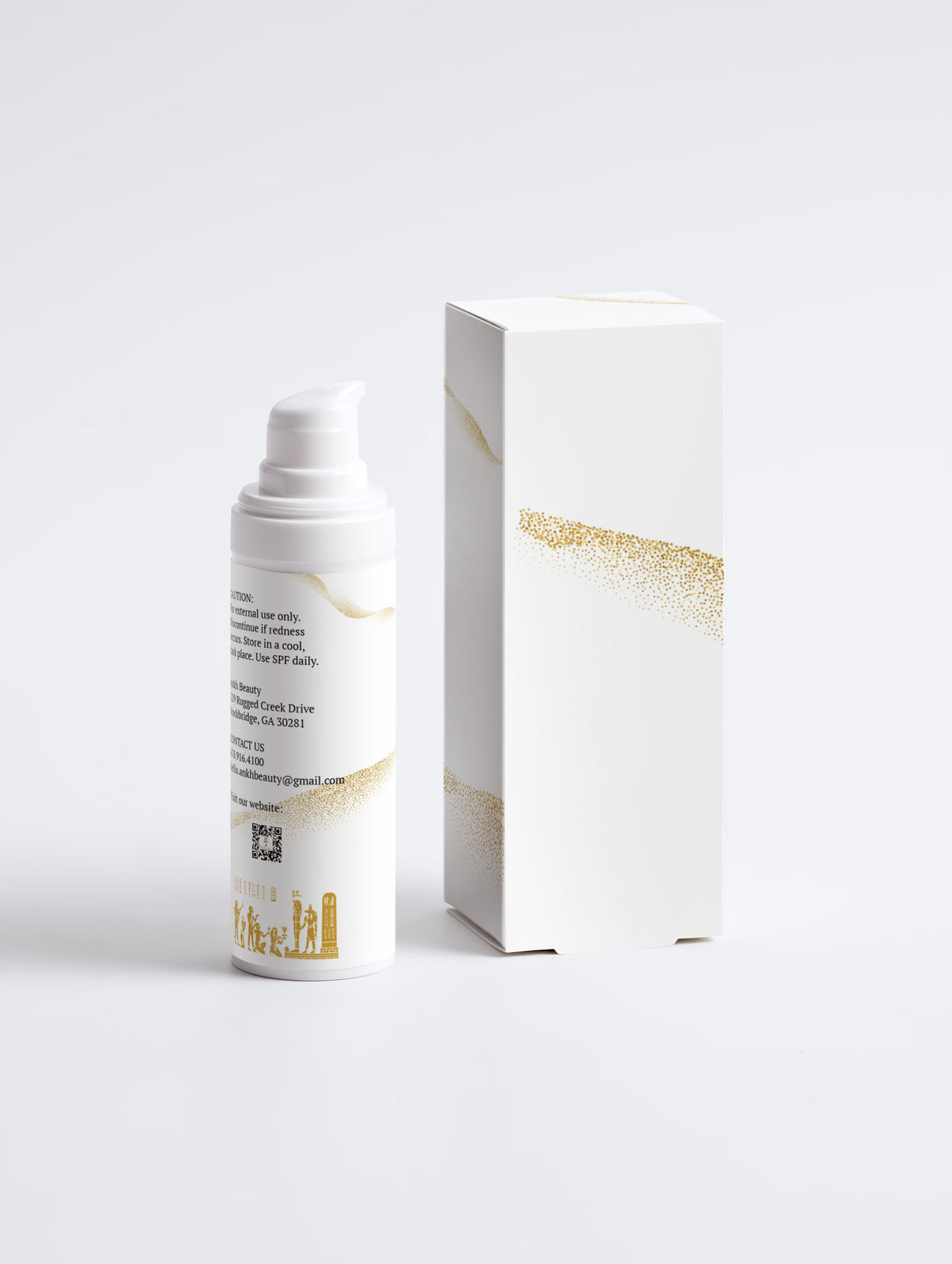 Ankh Beauty Vitamin C Serum, pump bottle and box, back view