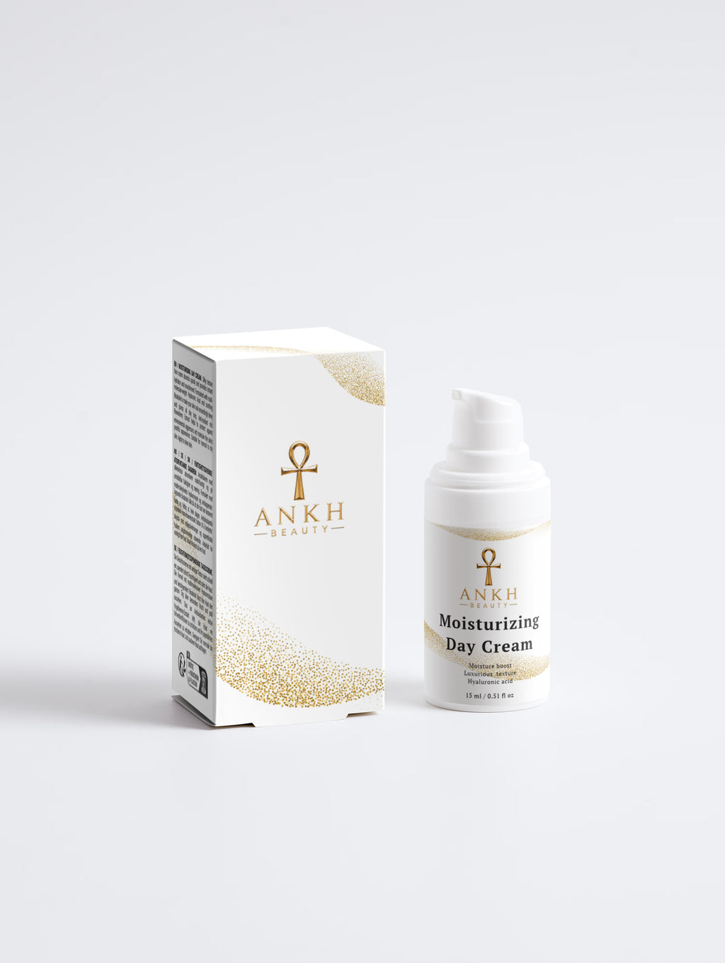 Ankh Beauty Moisturising Day Cream, pump bottle and box, front view