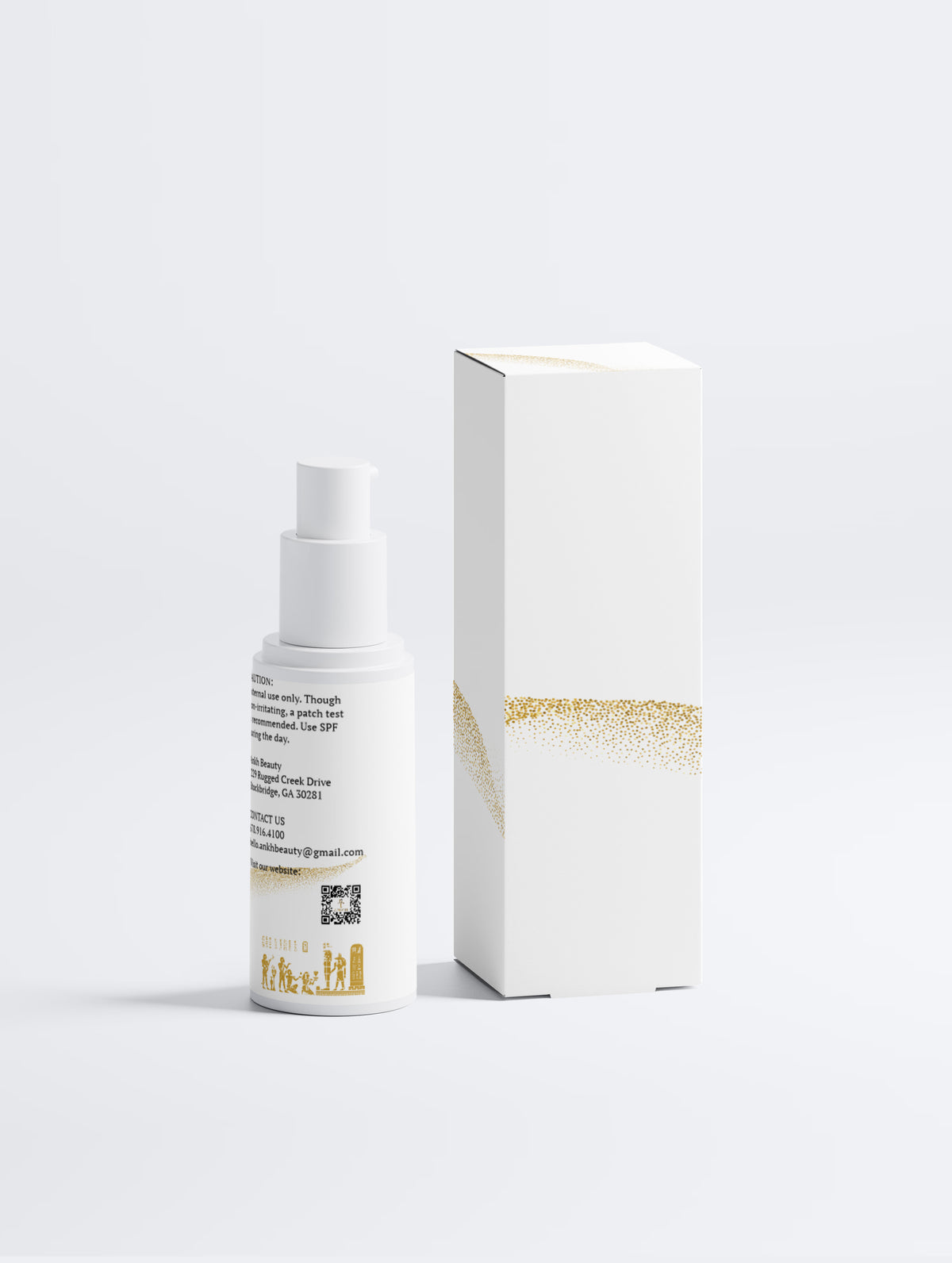 Ankh Beauty Retinol Alternative Serum, pump bottle and box, back view