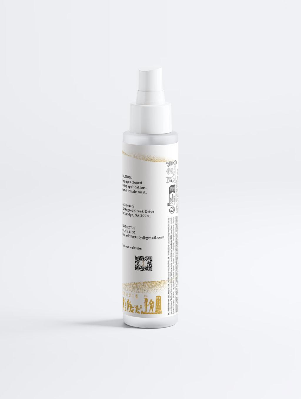 Ankh Beauty Microbiome Prebiotics Face Mist, spray bottle, back label